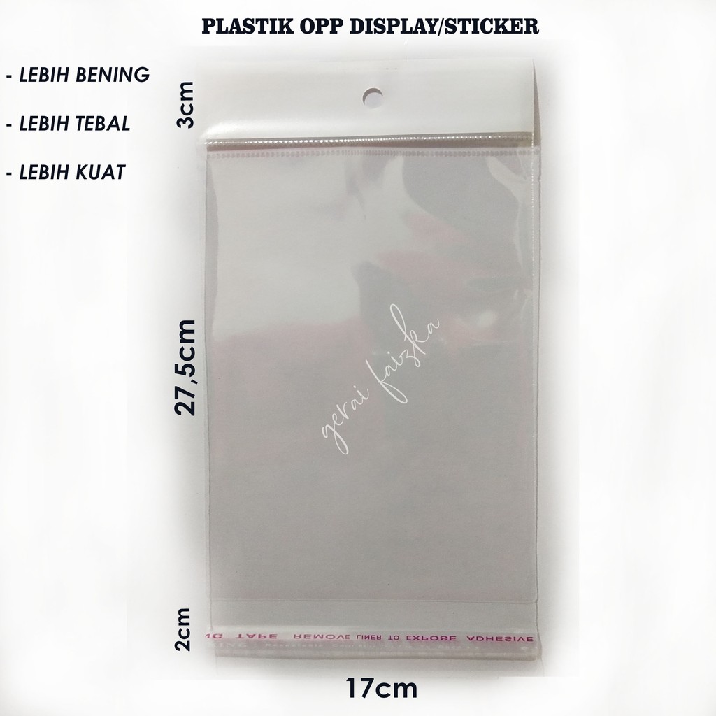 PLASTIK OPP DISPLAY/STICKER 17X27,5~18X27,5