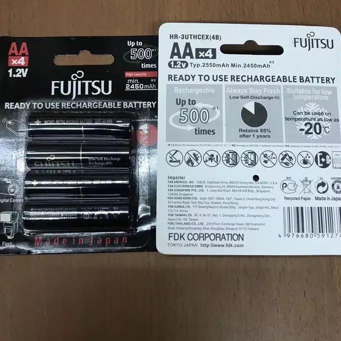 BATERAI BATTERY BATRE CAS AA /A2 FUJITSU 2450 mAh Black Bp4 4PCS