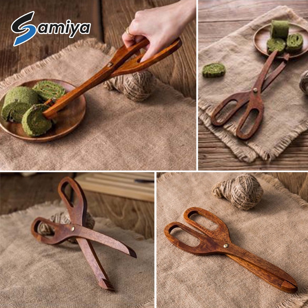 creative wooden kitchen food tong scissor / gunting kayu penjepit pencapit makanan roti snack gorengan cemilan / capitan kayu serbaguna / wood food tongs jepitan