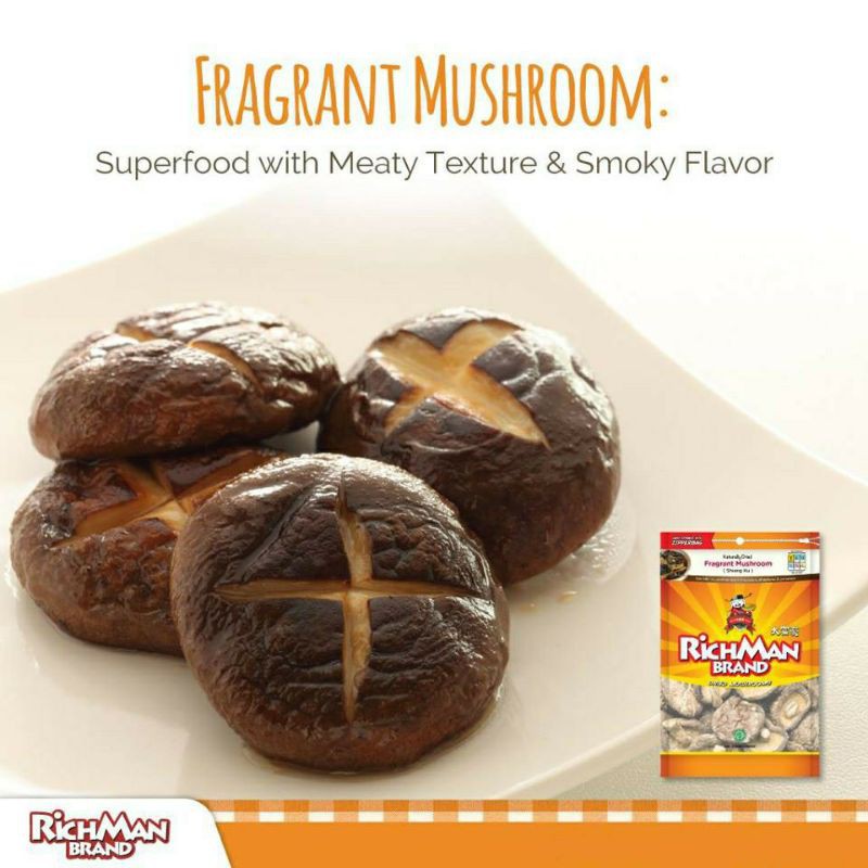 

RichMan Brand Fragrant Mushroom - Jamur Kering (Shiang Ku) 125gr