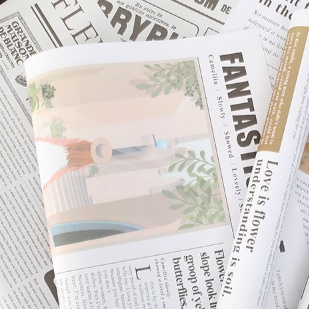 Newspaper Motif Paper Cellophane Kertas Buket