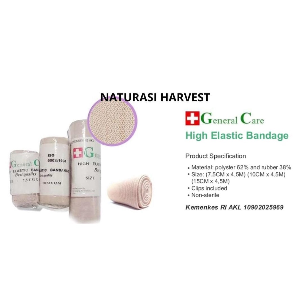 General Care Perban Elastis 3inch 4inch 6inch Elastic Bandage Verban Elastis 7,5cm 10cm 15cm