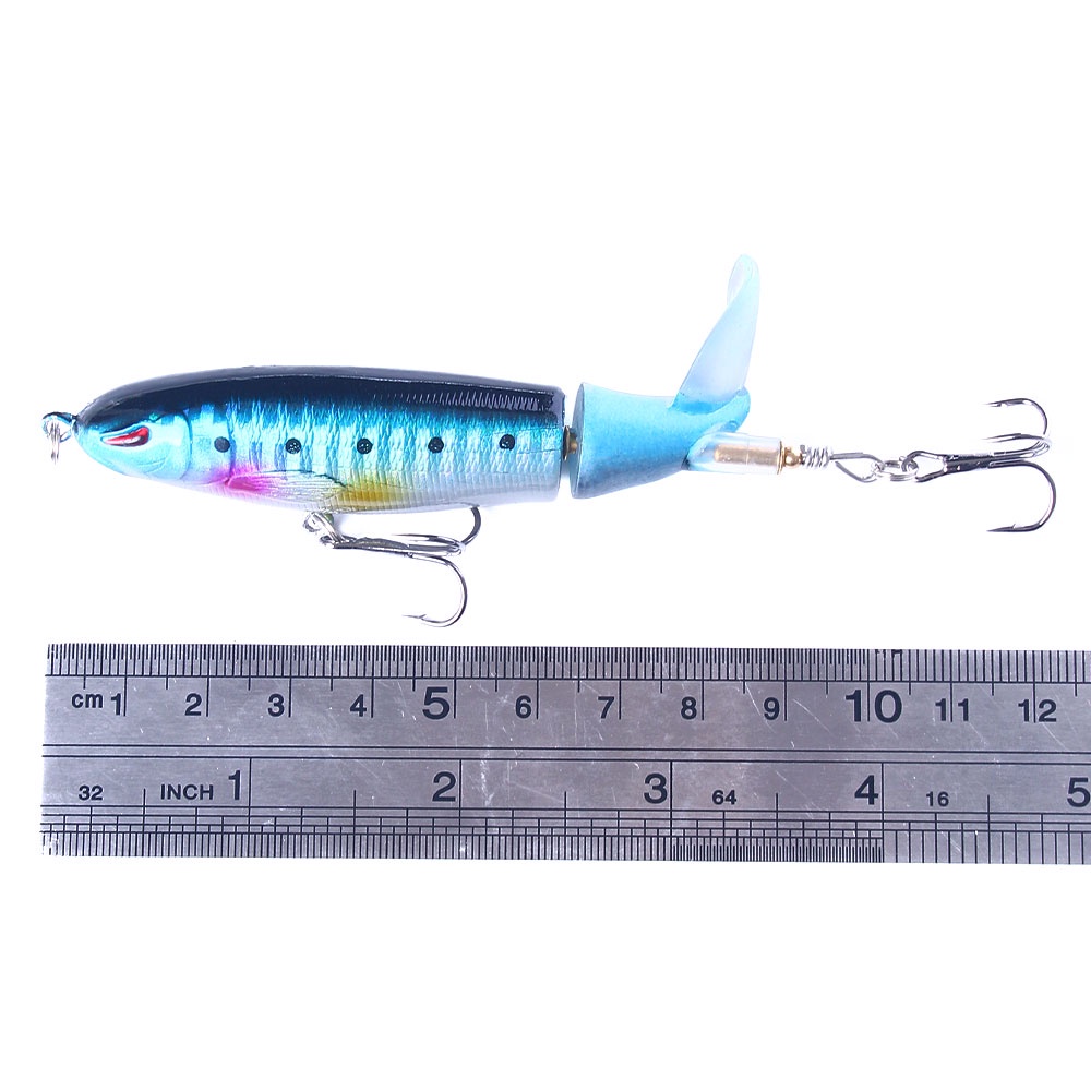 HENGJIA 10PCS Fishing Lure 13G 17G 36G  Rotating Tail Popper Floating Lure Propeller Tractor Sea Fishing Lure Hard Bait TopWater Pencil