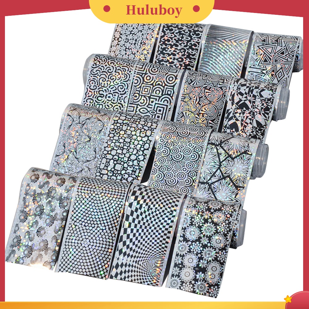 Huluboy Huluboy♡ 16pcs / Set Stiker Kuku Foil Transfer Laser Starry Sky Untuk DIY Manicure