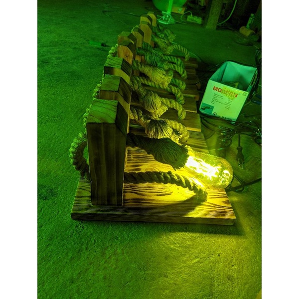 LAMPU TEMPEL DINDING MINIMALIST KAYU LAMPU TALI GONI LAMPU TALI TAMBANG LAMPU HIAS TALI LAMPU HIAS D