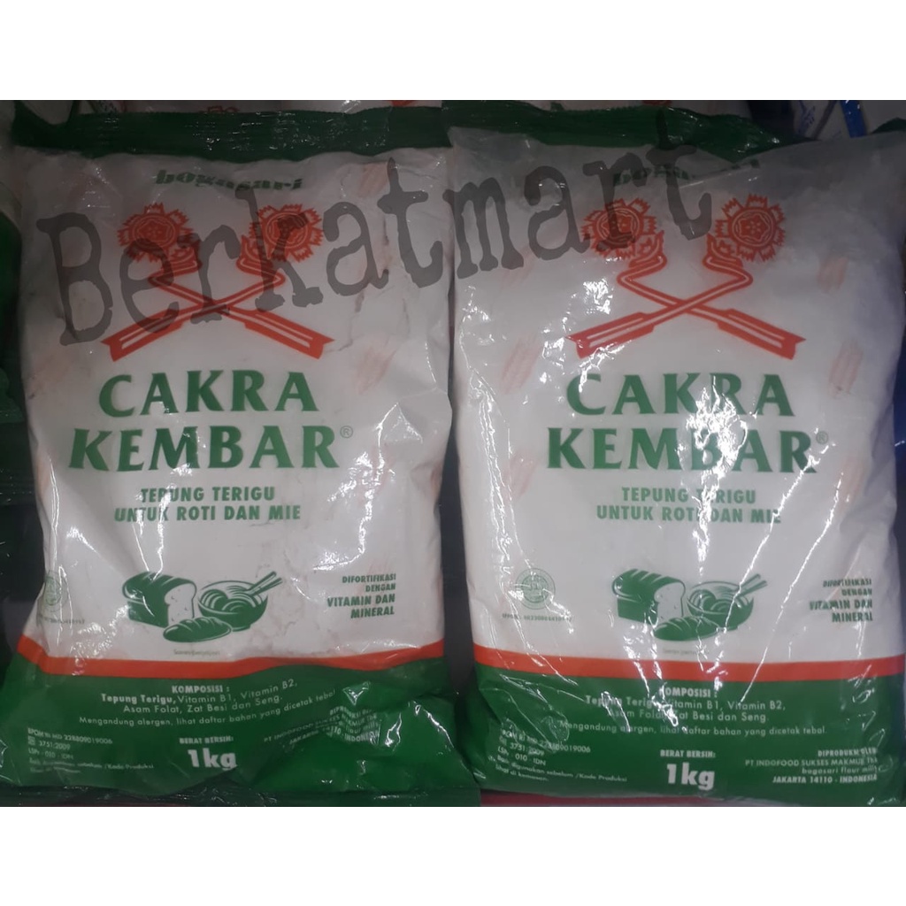 Tepung Terigu Cakra Kembar ekonomis kemasan bening 1 kg