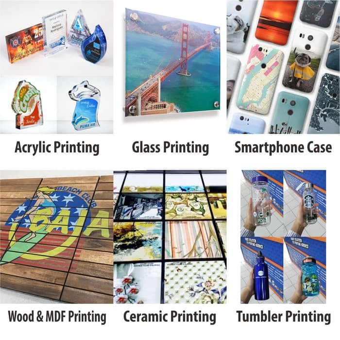 Cetak UV Print Flatbed dan Roll Banyak Segala Bahan