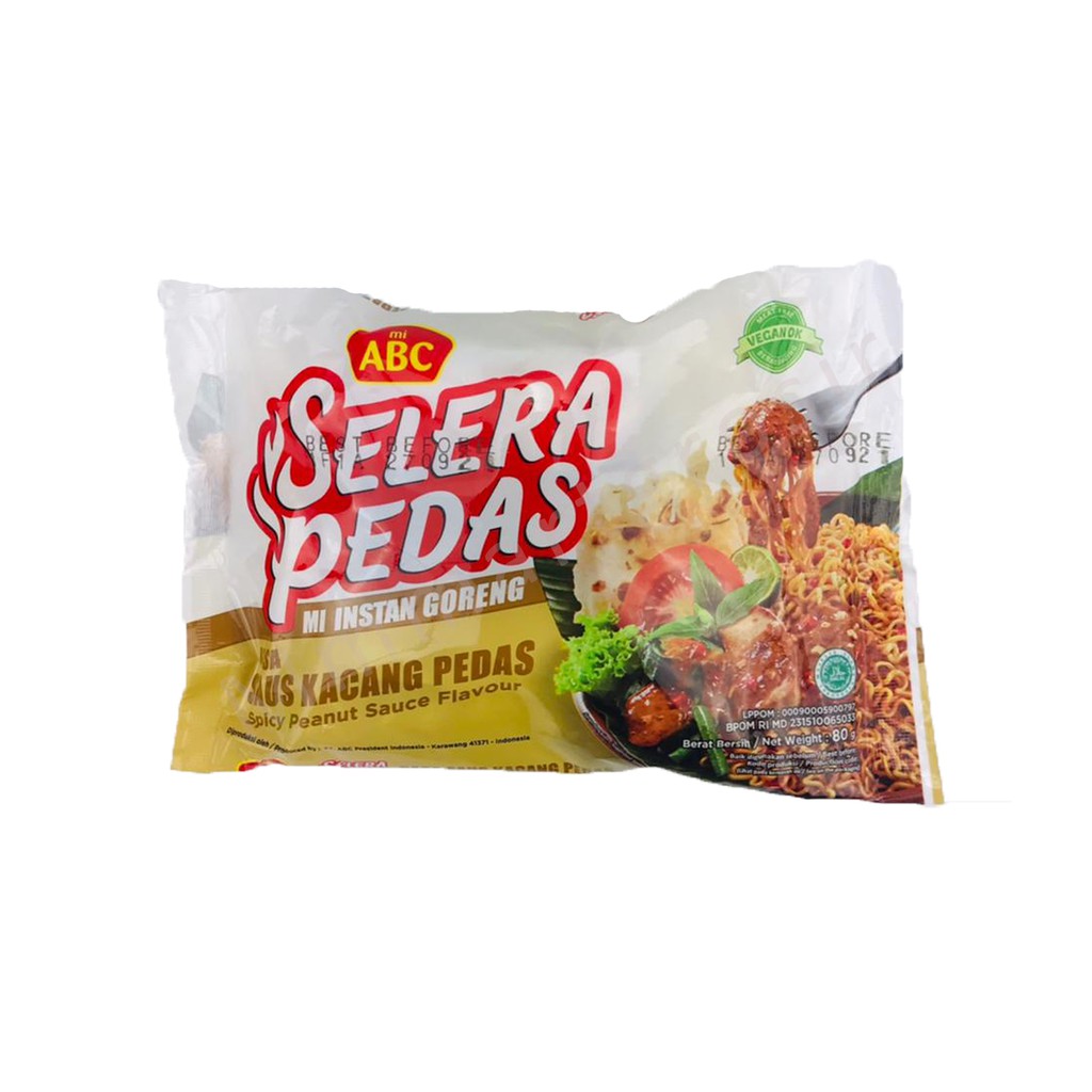 Mie ABC/Selera Pedas/Mi instan goreng/Saus Kacang Pedas/80g