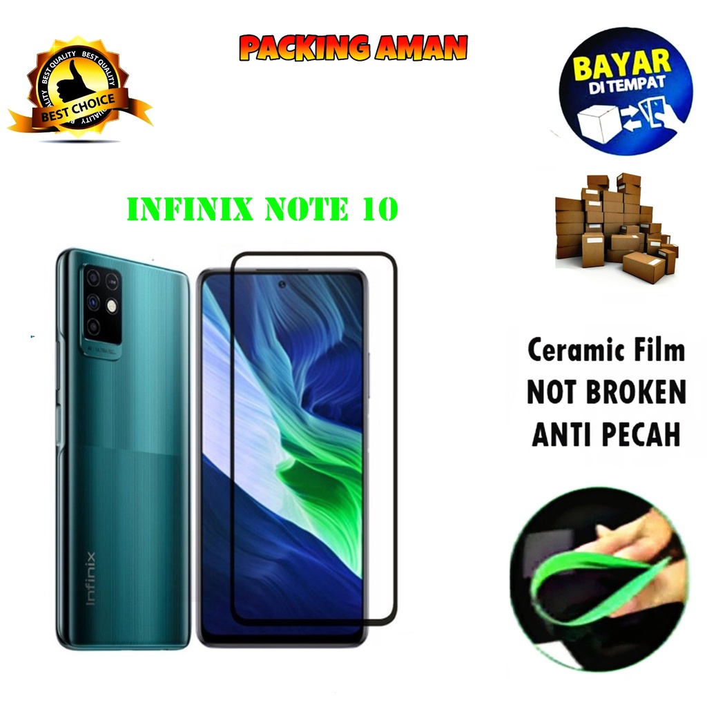 Tempered Glass Infinix Note 10 4G 2021 FULL COVER FULL SCREEN Ceramic Film Anti Gores