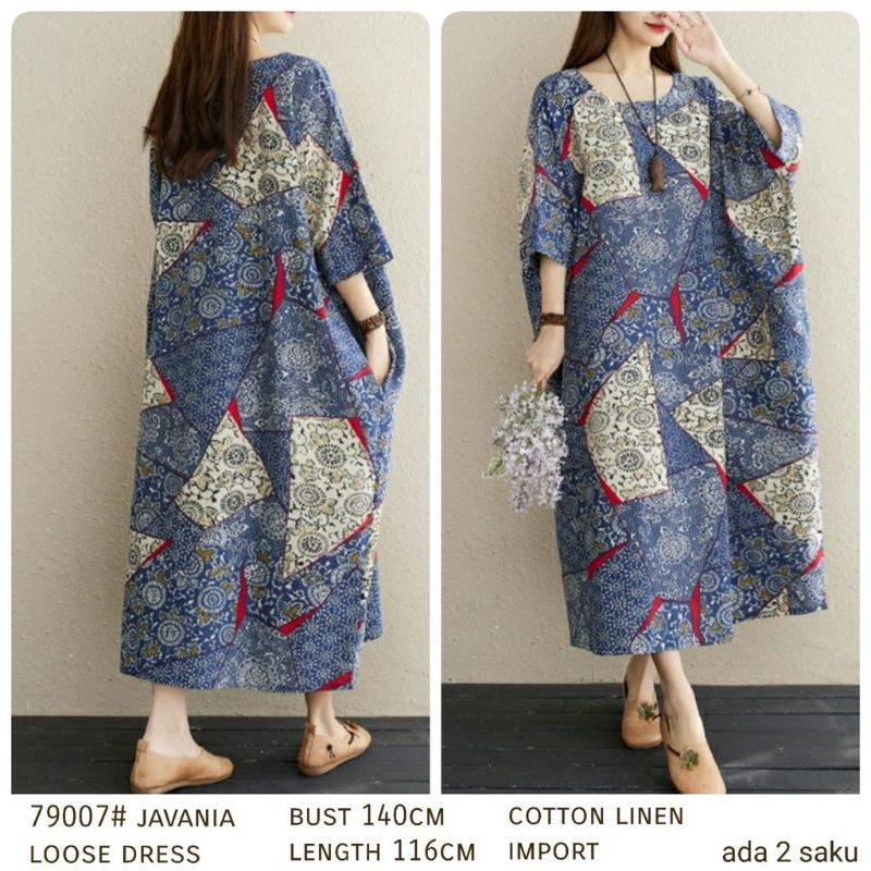 MDLV ~ 79007 Javania Loose Dress Oversize Dress Big Size Long Dress Batik Fashion Import