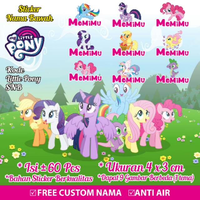 

Stiker/Sticker/Label Nama Bawah Anak/Remaja/Dewasa Custom Little Pony