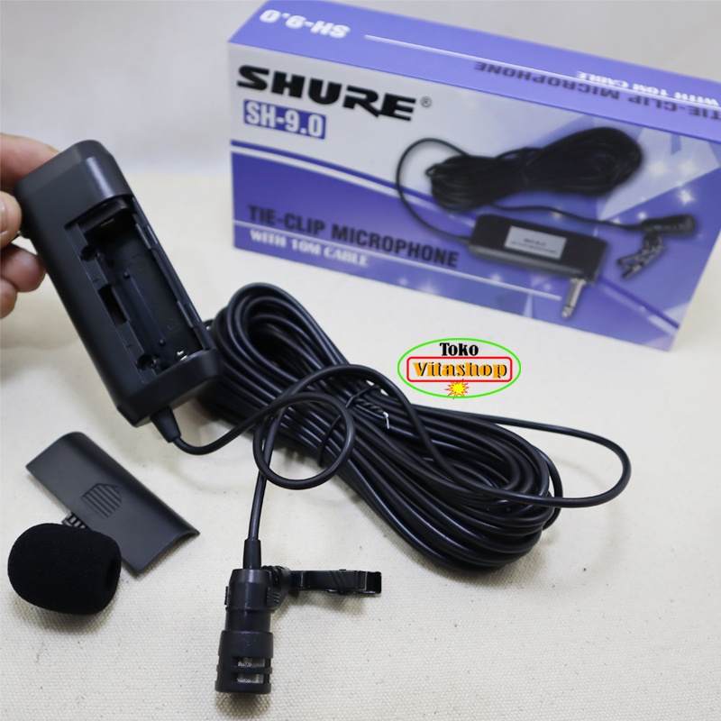 MIC CLIP ON SHURE SH-9.0 MICROPHONE KANCING JEPIT MIK KABEL PANJANG