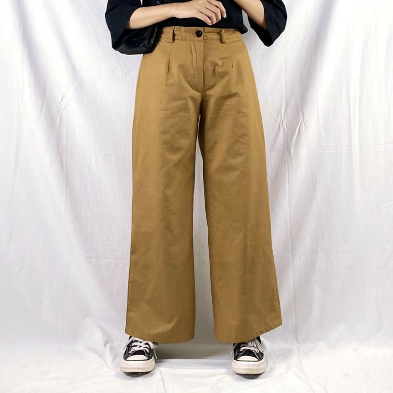 Mirabella Linen Pants Terbaru Size M-L-XL-XXL / Melva Slit Pants Celana Kulot Highwaist Premium