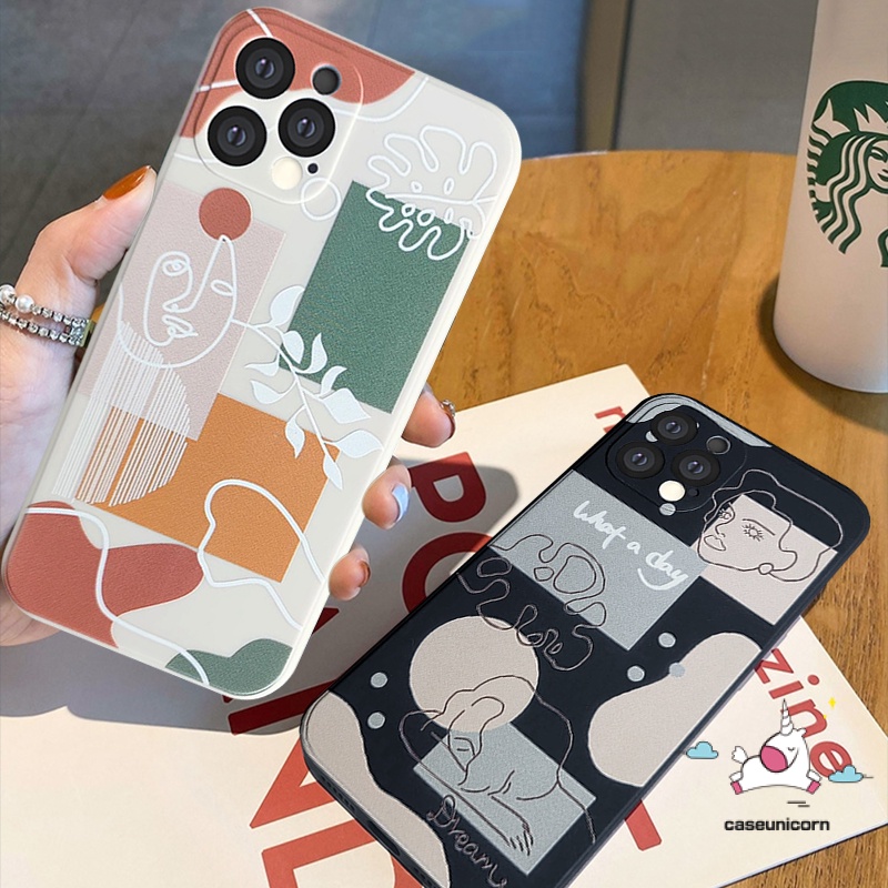Casing Tepi Lurus Infinix Smart 46 5 Plus Hot11 8 20s 11s 9 20 12i 10s 10t 12 10Lite Hot 11 12 10 9 Main 12pro Note 12 G96 8 11 12 2023 Wajah Art Line Anti Jatuh Case Gaya Frosty