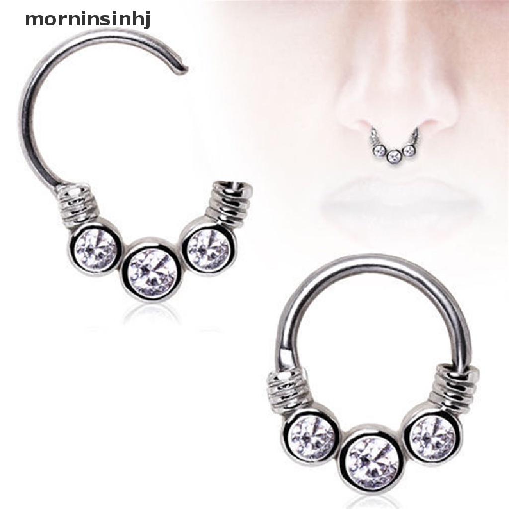 Mor Anting Tindik Hidung Bahan Stainless Steel Hias Kristal