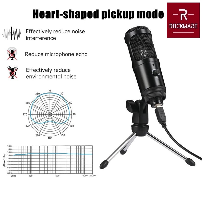 ROCKWARE RW-UCM02 - Professional USB Condenser Studio Microphone