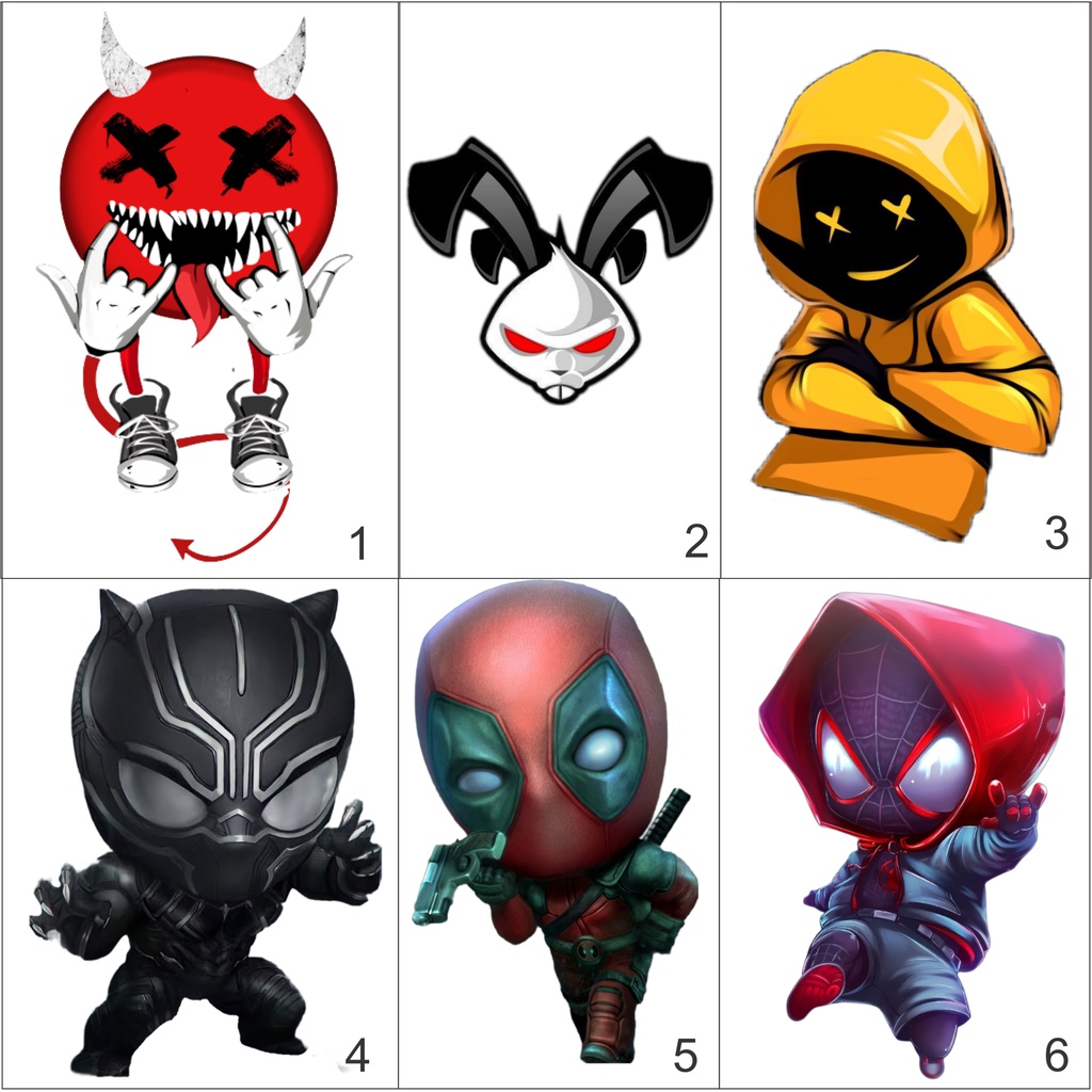 Design sablon DTF custom karakter chibi spiderman Deadpool kaos T shirt cetak gambar image logo kart