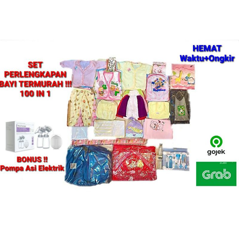 Set Paket Perlengkapan Bayi Baru Lahir 100 in 1 Setara SNI Lengkap BONUS POMPA ASI ELEKTRIK SP01