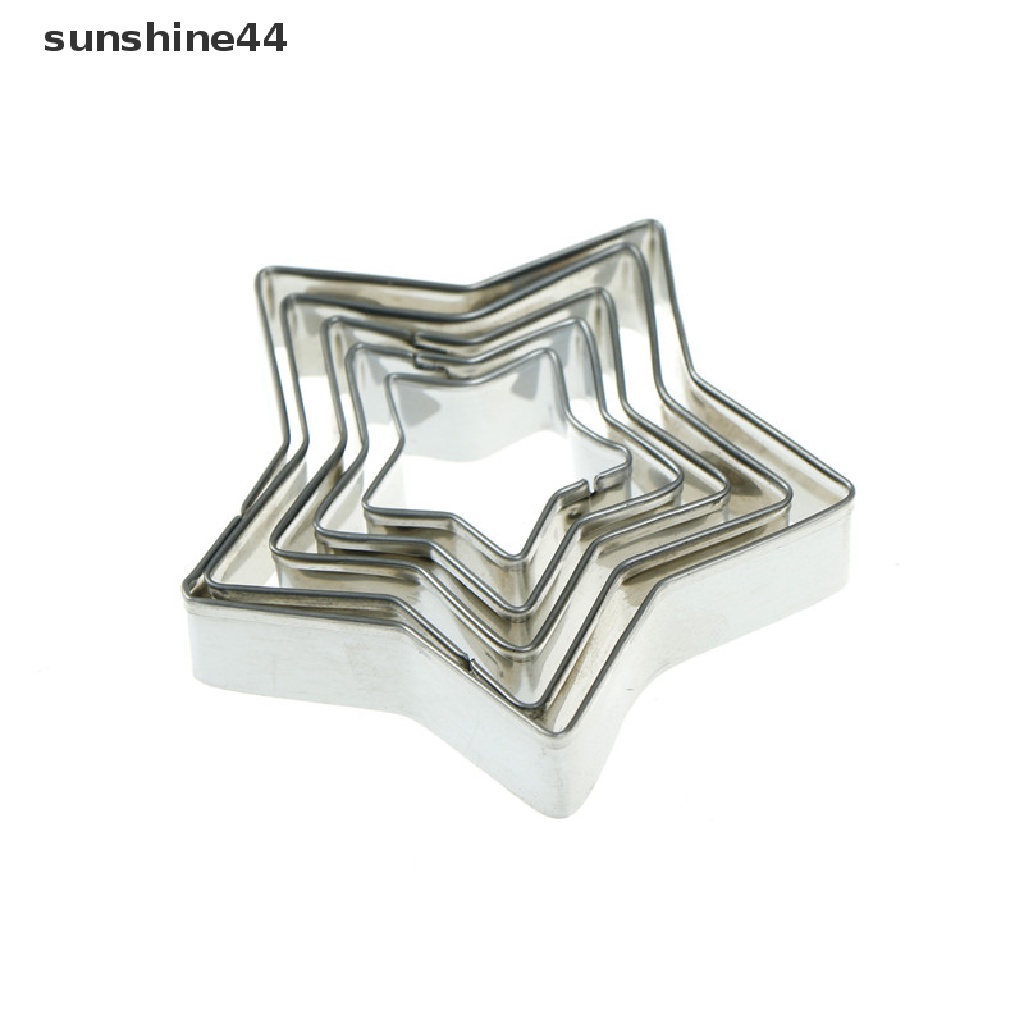 Sunshine 5pcs Cetakan Pemotong Kue / Biskuit diy Bentuk Bintang Bahan stainless steel