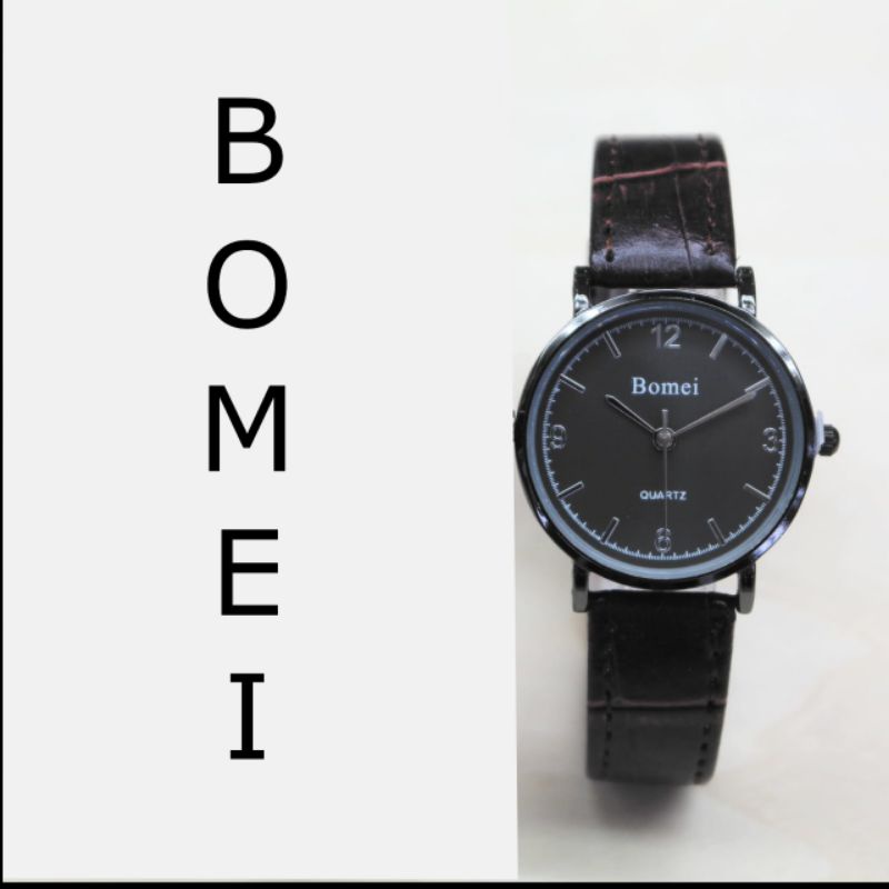 Jam Tangan Wanita Bomei H25M09 Strap Kulit Free Baterai & Box ( Bisa COD )