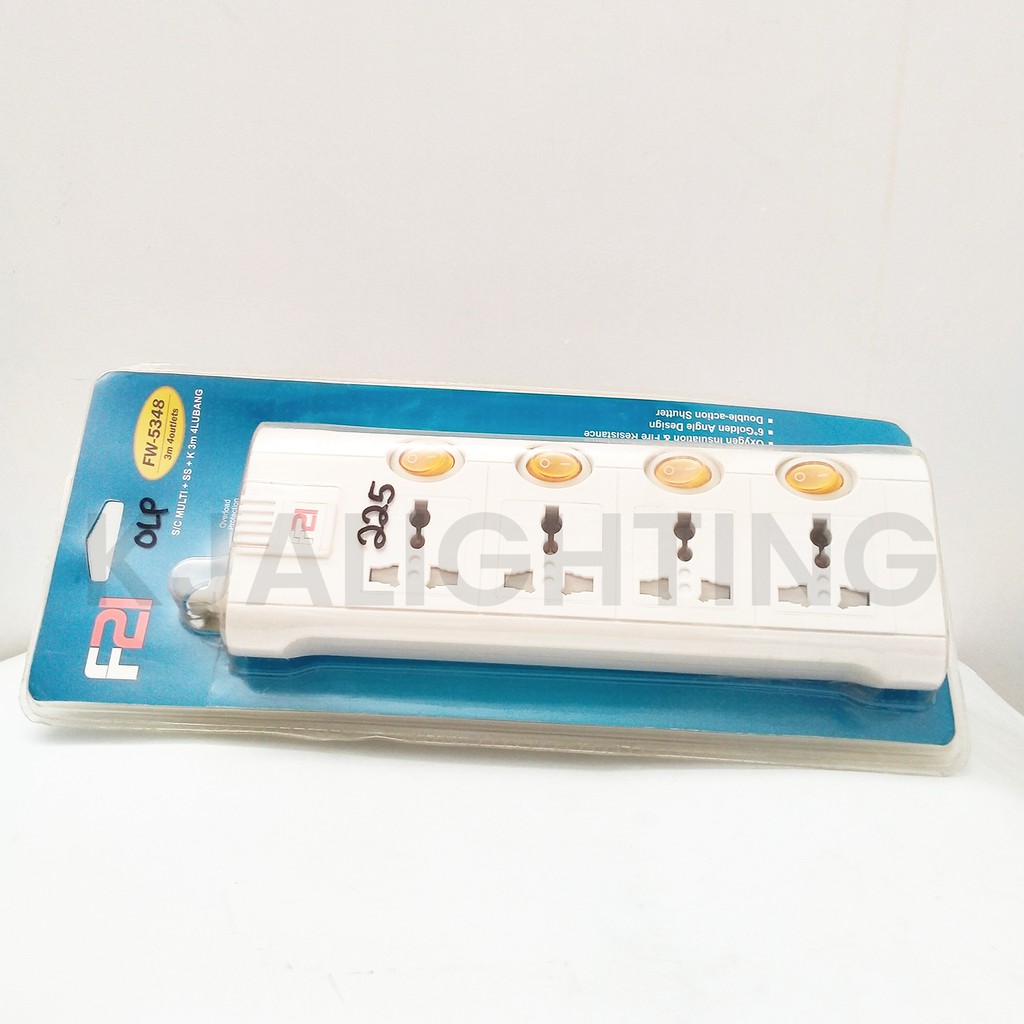 STOP KONTAK UNIVERSAL 4 LUBANG + KABEL 4 METER + SAKLAR FW-5338