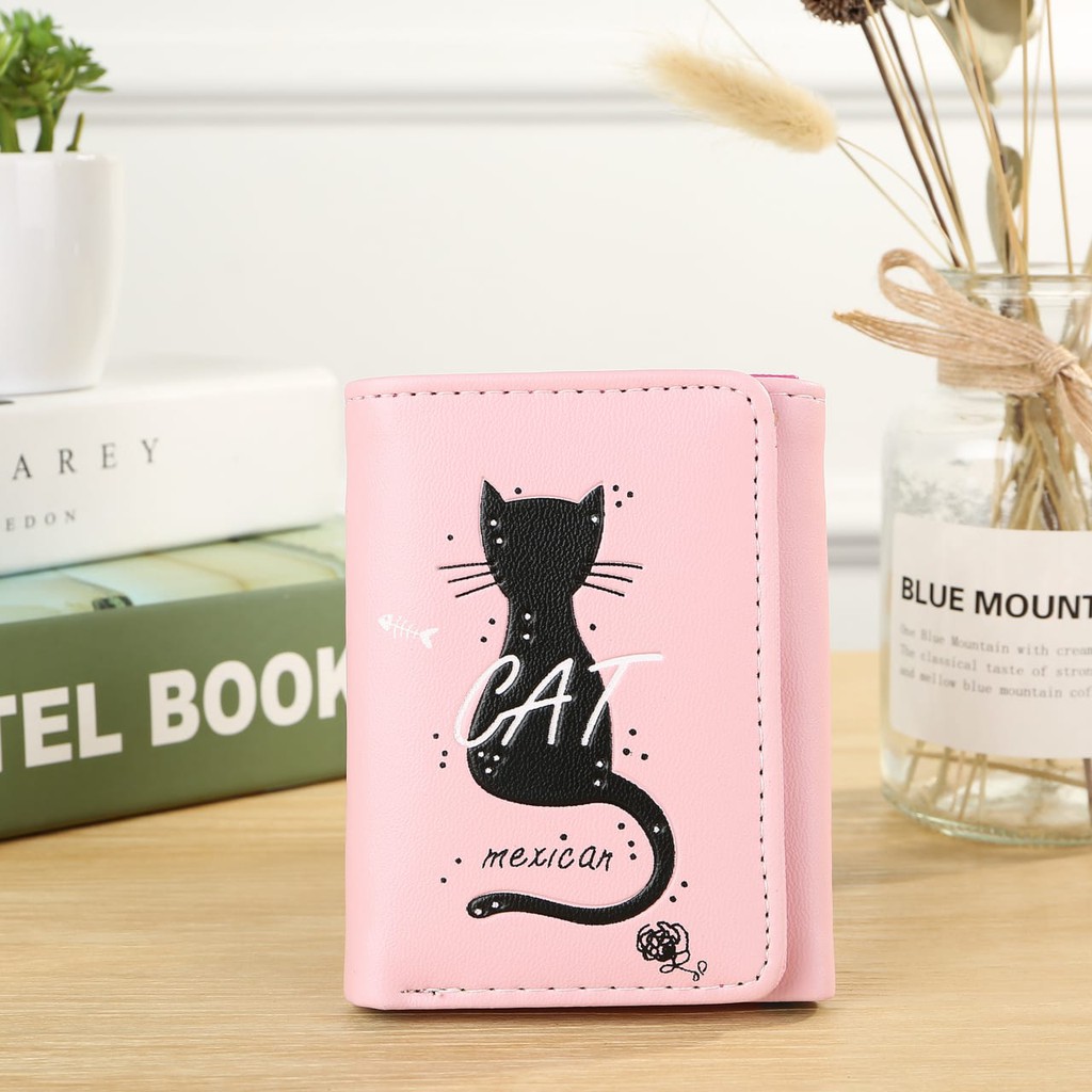 DOMPET KECIL LIPAT WANITA KULIT PINK KUCING IMPORT KOREA DOMPET KECIL LIPAT WANITA KULIT PINK KUCING IMPORT KOREA