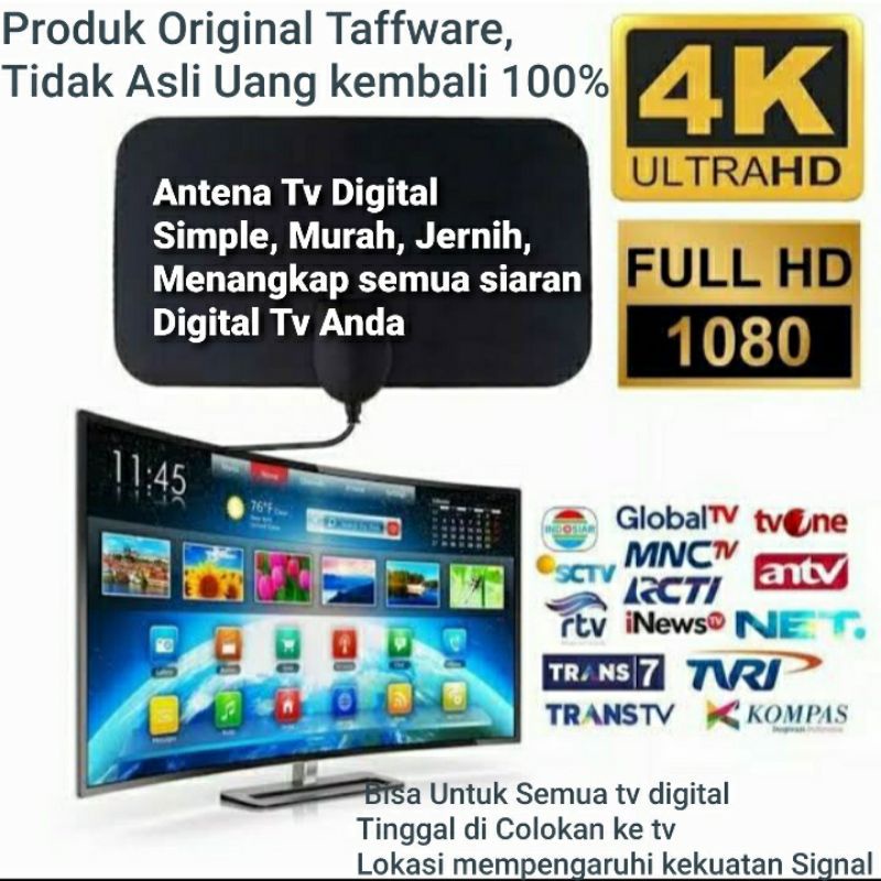 Antena Tv Digital Indoor 4K Ultra HD Super Jernih Original Taffware