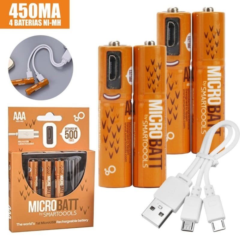 Barangunik2021- Baterai Cas AAA Micro USB 450mAh 4 Pcs Recharge Battery MICROBATT A3