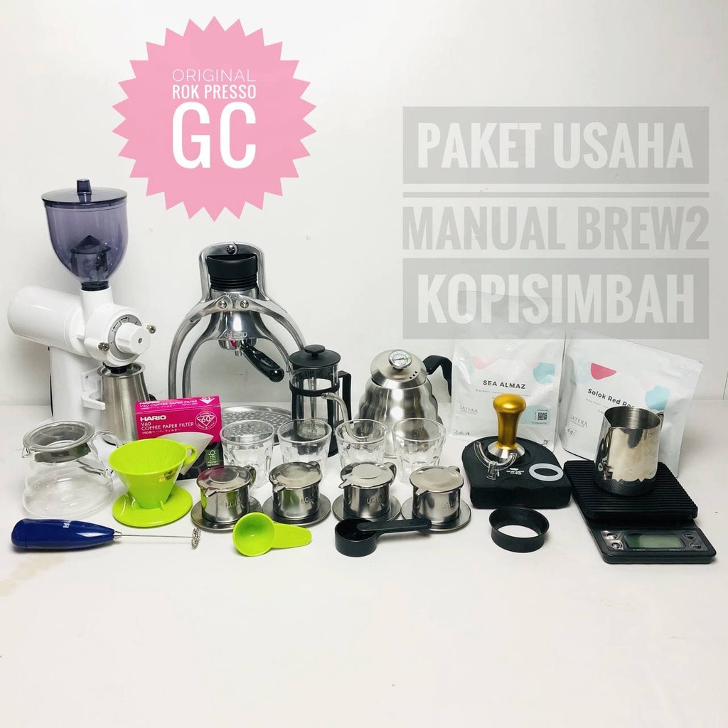 Jual Paket Usaha Kedai Kopi Manual Brew Espresso Coffee Maker Rokpresso Mesin Alat Pembuat