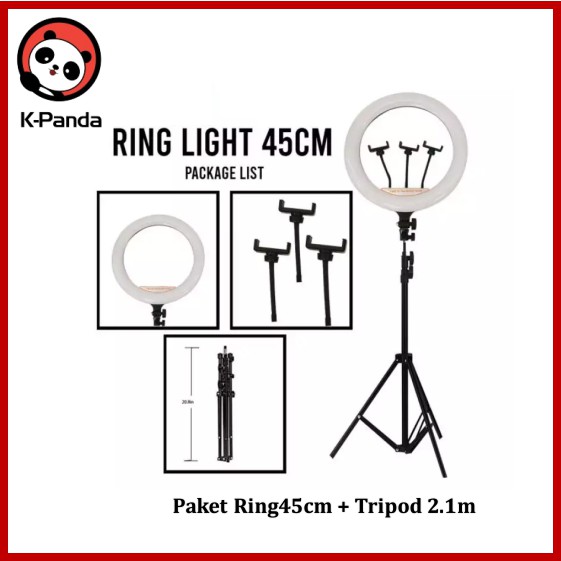 New Lampu BULAT LED 45CM Ring Light Studio For Selfie MakeUp Vlog Tiktok Live Lampu Ringlight