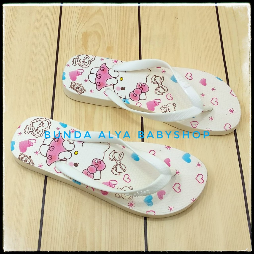 Sandal Jepit Wanita Size 36 - 40 IMPORT Karet PUTIH - Sendal Jepit Cewek Harian Anti Licin Kucing Anti Licin