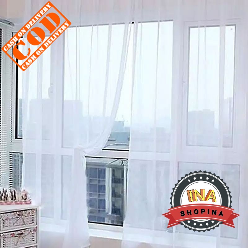 Termurah Vitras Import Voil Vitrase Voile Vitrace Polos Putih Krem Cream Daleman Gorden Transparan