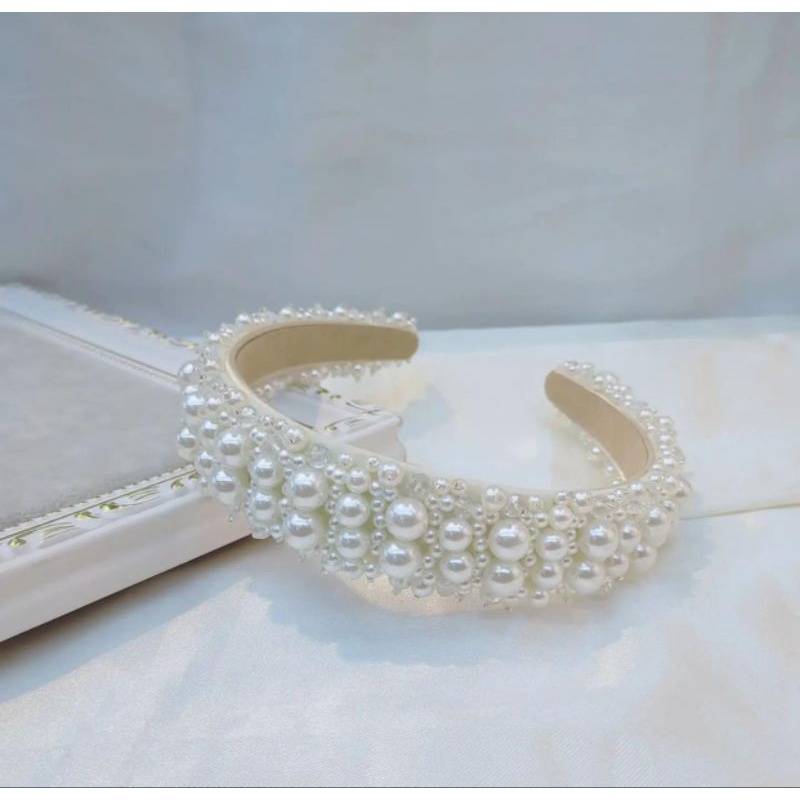 Bando Korea Premium Quality Mutiara Pearl Bandana tidak bikin sakit saat di pakai fashion import Premium Quality 817