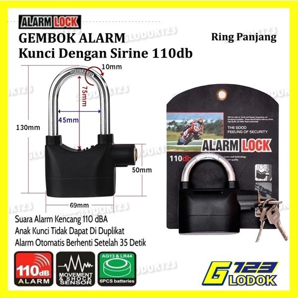 Gembok Alarm Anti Maling (Alarm lock , Kunci Gembok Alarm )