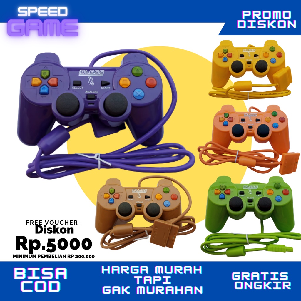 Stik stick gamepad PS 2 PS2 TW BLESS Elite Warna Tombol Xbox Stik ps2/ stik ps2 Bless tombol xbox kabel serat