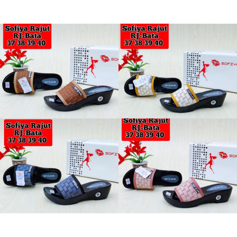 HEELS WANITA MOTIF BATA BAHAN RAJUT