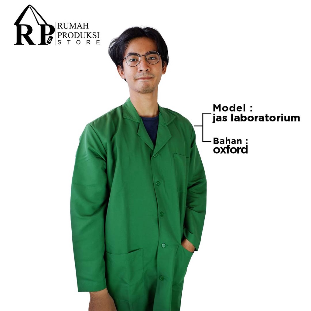 RPS - Jas Laboratorium Lengan Panjang Baju Lab Hijau Oxford Premium