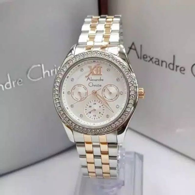 ALEXANDRE CHRISTIE WANITA Ac 2496BF SILVER GOLD(ORIGINAL) GARANSI RESMI 1 TAHUN