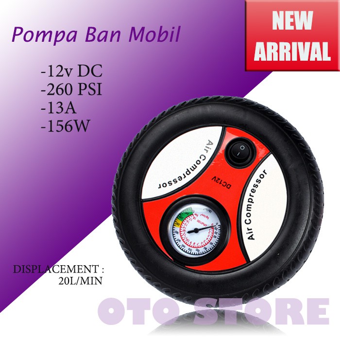 Air Compressor Pompa Listrik Ban Mobil Motor Portabel 12V Portable Top