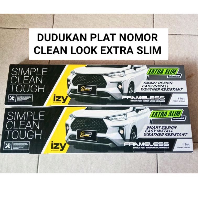 DUDUKAN PLAT NOMOR FRAMELESS IZY TANPA BINGKAI PLAT (SEPASANG)