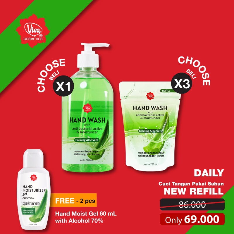 Paket 3 Hand Wash Refill Hand Wash Free 2 Hand Moist Gel
