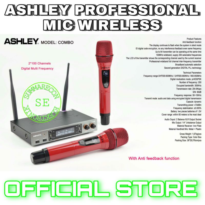 mic wireless original ashley combo microphone karaoke