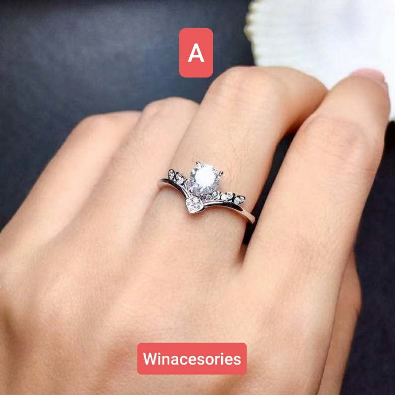 Cincin Silver berlian mata satu, batu ruby