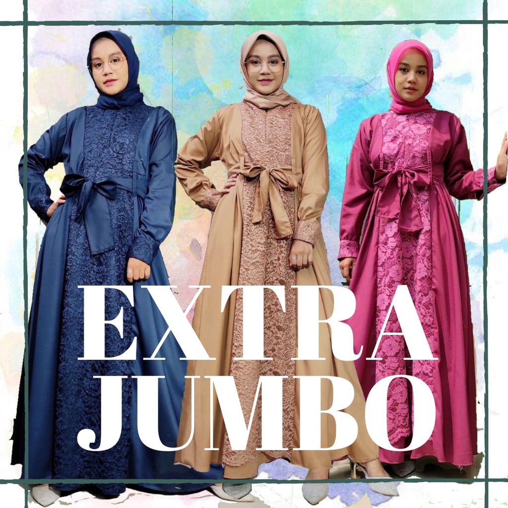 Gamis Brukat Toyobo Premium EXTRA JUMBO Ld 140 cm Maxi Dress / Gamis Jumbo / Dress Jumbo / Gamis Ld 