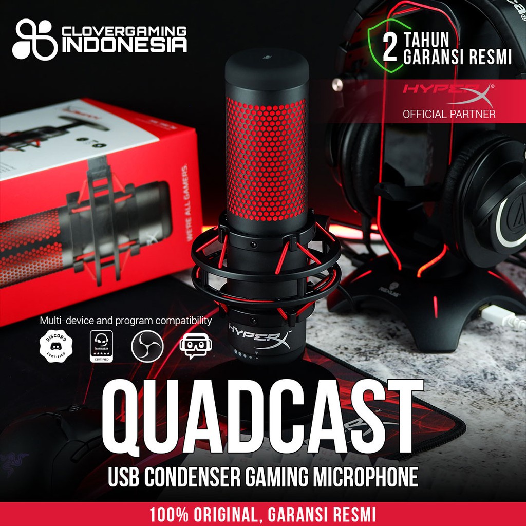 HyperX QuadCast Gaming Microphone RED LED USB Condenser Gaming Mic Quad Cast