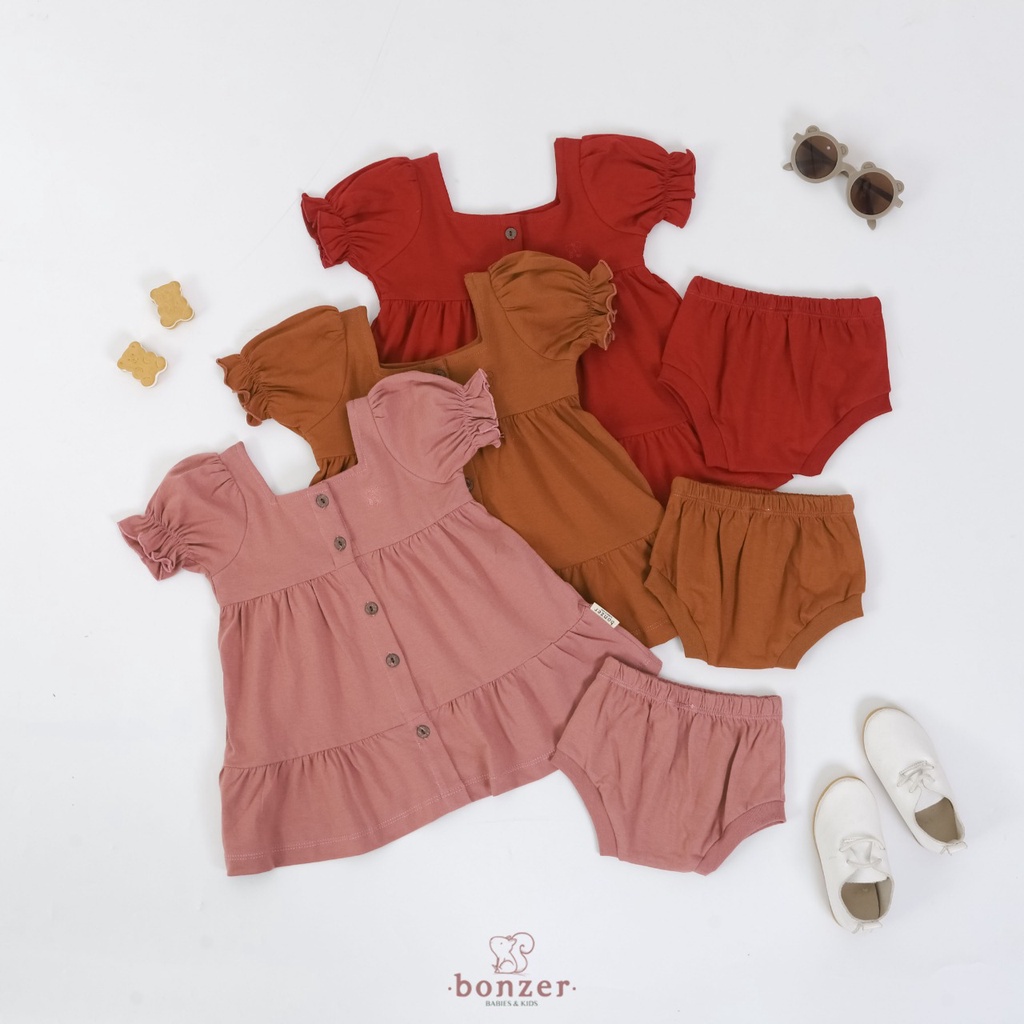 PROMO 7.7 PROMO BAJU LEBARAN MURAH BONZER IRIS DRESS 5 KANCING SET DRESS BAYI ANAK FASHION ANAK PEREMPUAN