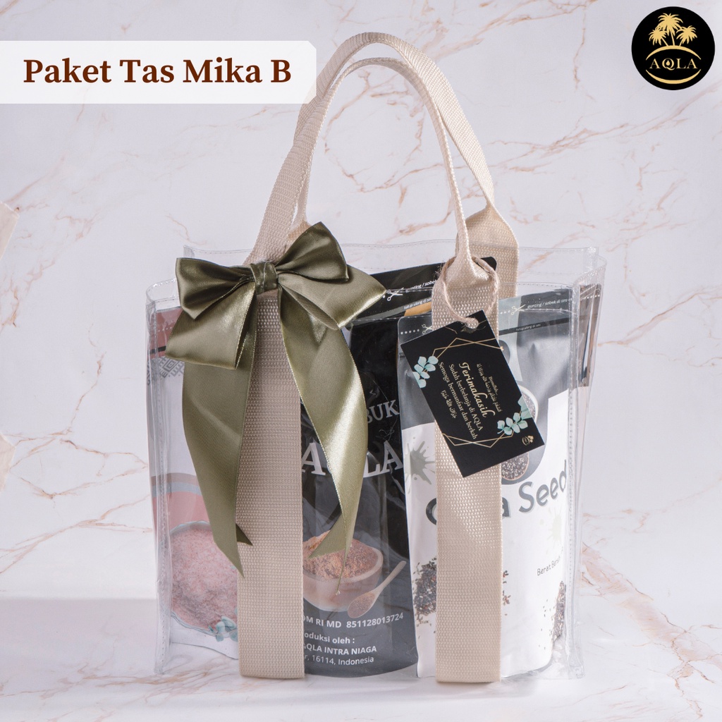 Paket Cemilan Sehat isi 3 Pouch Kismis Kacang Almond Gula Aren Bubuk Chia Seed Garam Himalaya Premium + TAS