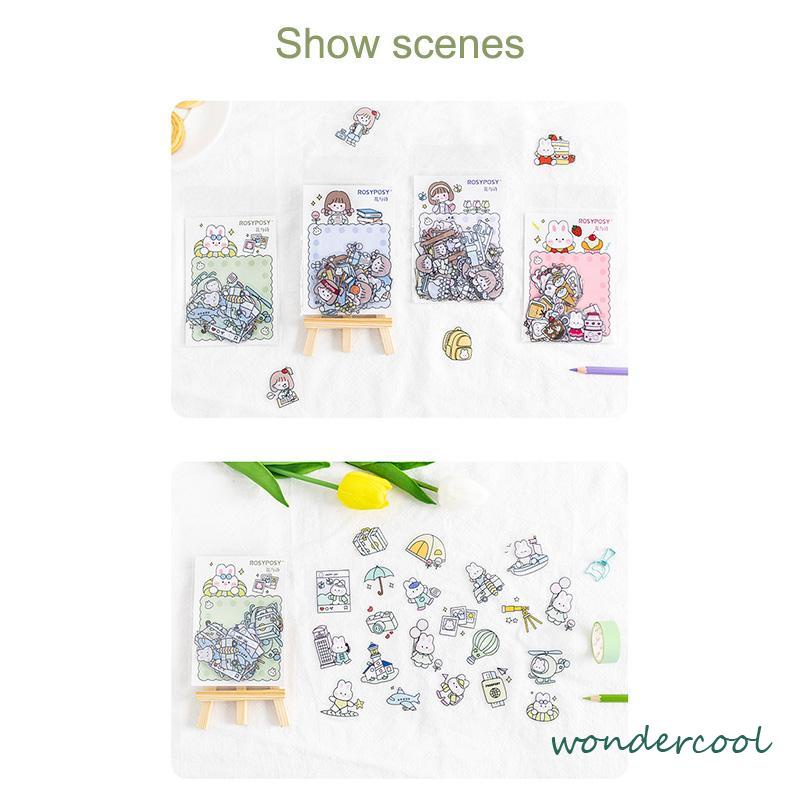 Tas Stiker Seri Lucu Pola Kartun Lucu Stiker Dekoratif Tenda Tangan Pelajar-Won