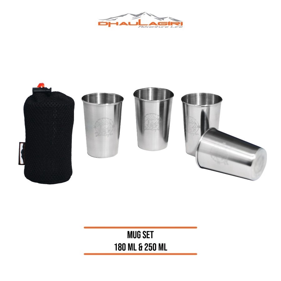 Gelas 4 Mug Set Dhaulagiri Stainless Steel Portable Camping Outdoor