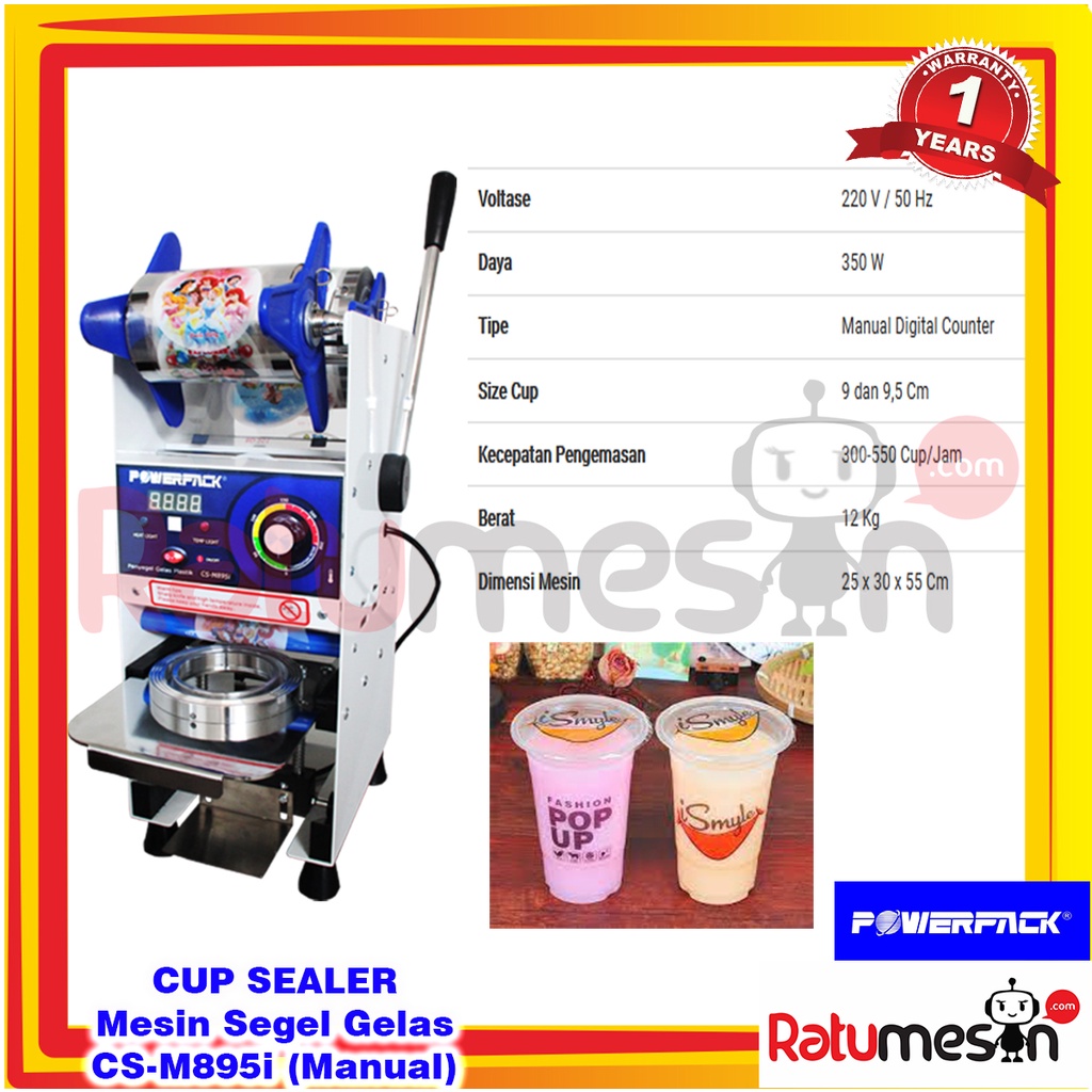 Cup Sealer / Mesin Segel Gelas Plastik CS-M895i POWERPACK - Manual & Digital Counter